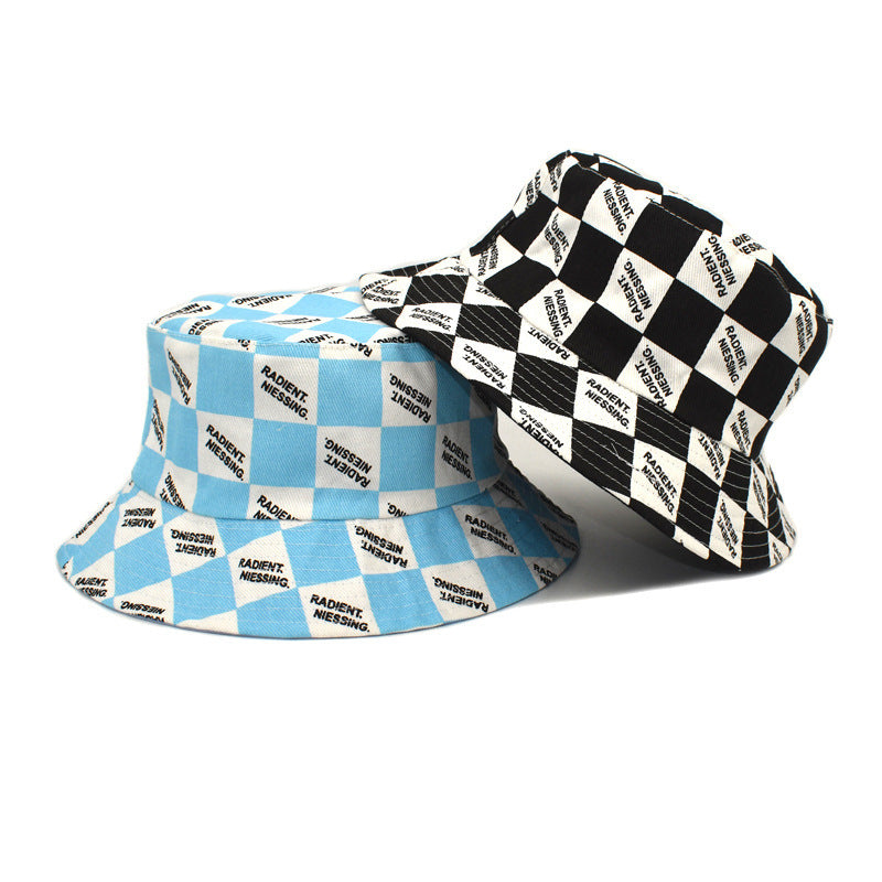 Letter Plaid Bucket Hat Women's