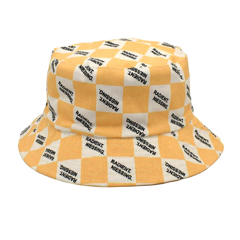 Letter Plaid Bucket Hat Women's