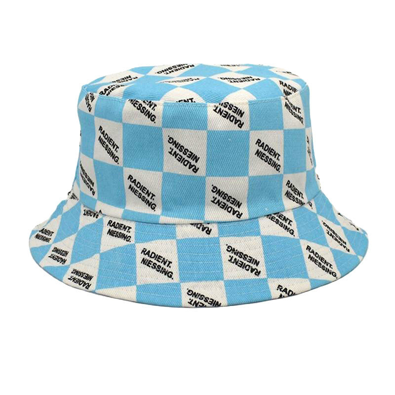 Letter Plaid Bucket Hat Women's