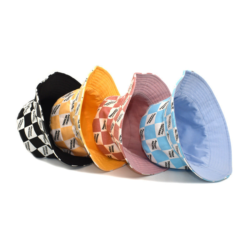 Letter Plaid Bucket Hat Women's