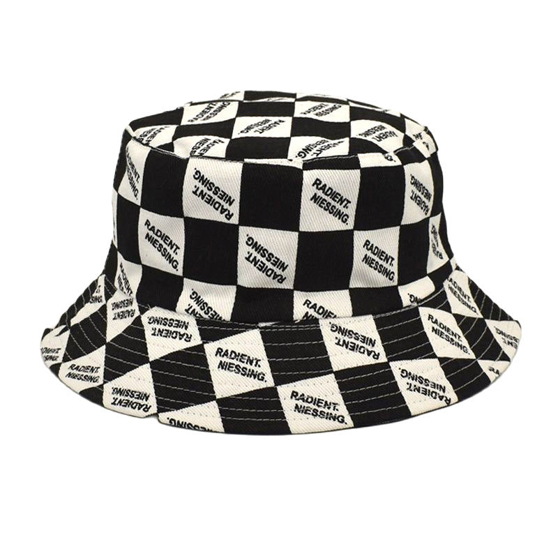 Letter Plaid Bucket Hat Women's
