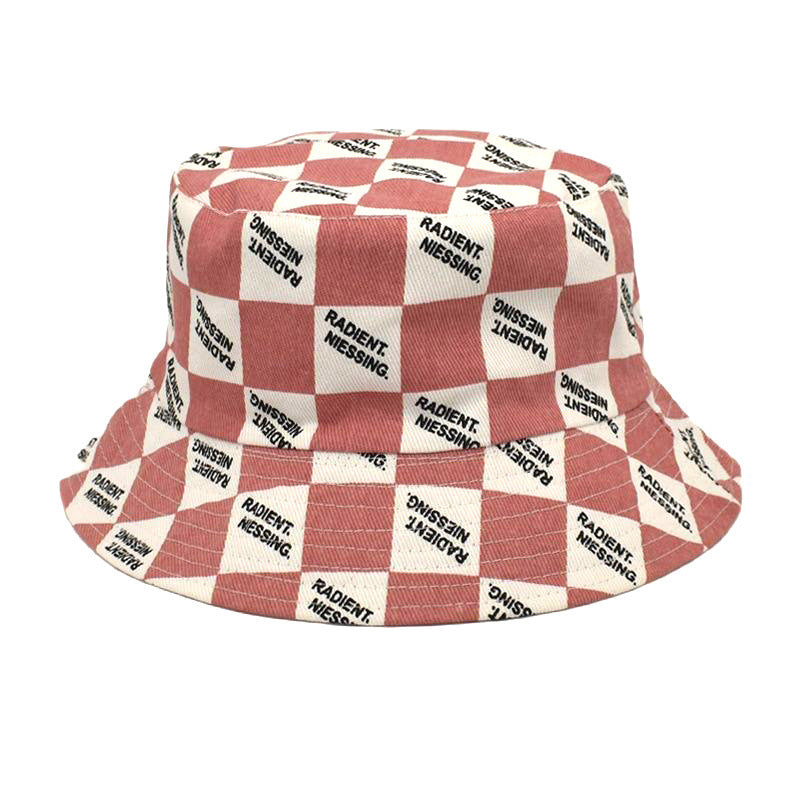 Letter Plaid Bucket Hat Women's